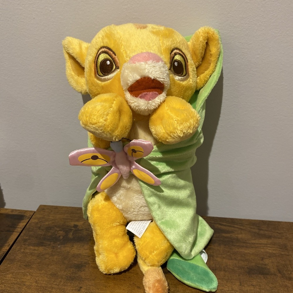 Disney Babies The Lion King SIMBA Stuffed Animal Plush Toy Leaf Blanket